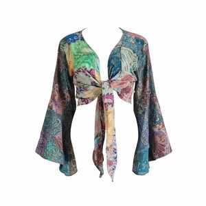 Colorful Paisley Tie-Front Crop Top ✨️patrerns Varies